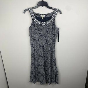 Ann Taylor Loft 8 Blue/White Sleeveless Dress Career